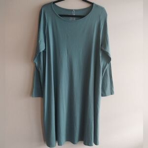 Wool& Teal Merino Wool Blend Long Sleeve Rowena Swing Dress with Pockets